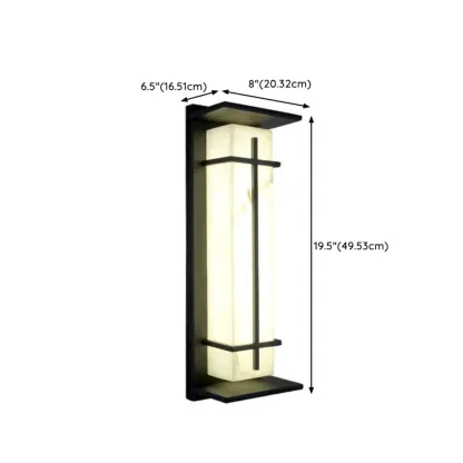 Outdoor Black Cylinder Steel & Stone LED Wall Sconce #size