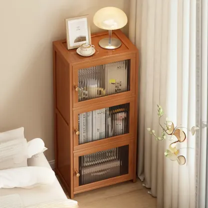 Wooden Storage Bedside Cabinet with 2 Shelves Nightstand Image - 2
