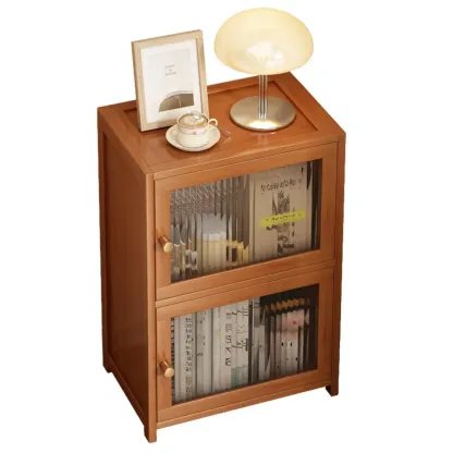 Wooden Storage Bedside Cabinet with 2 Shelves Nightstand Image - 5