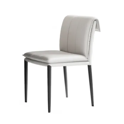 Modern Faux Leather Dining Chair with Alloy Legs Image - 4