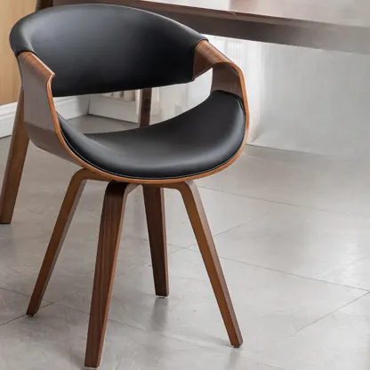 Modern Upholstered Wooden Ergonomic Office Chair Image - 2