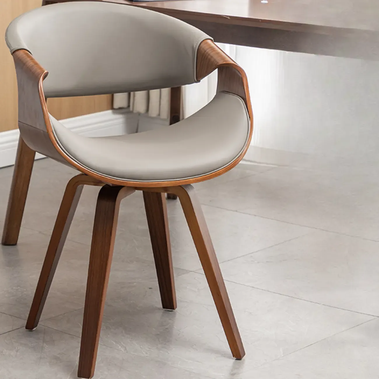 Modern Upholstered Wooden Ergonomic Office Chair Image - 3