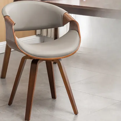 Modern Upholstered Wooden Ergonomic Office Chair Image - 3