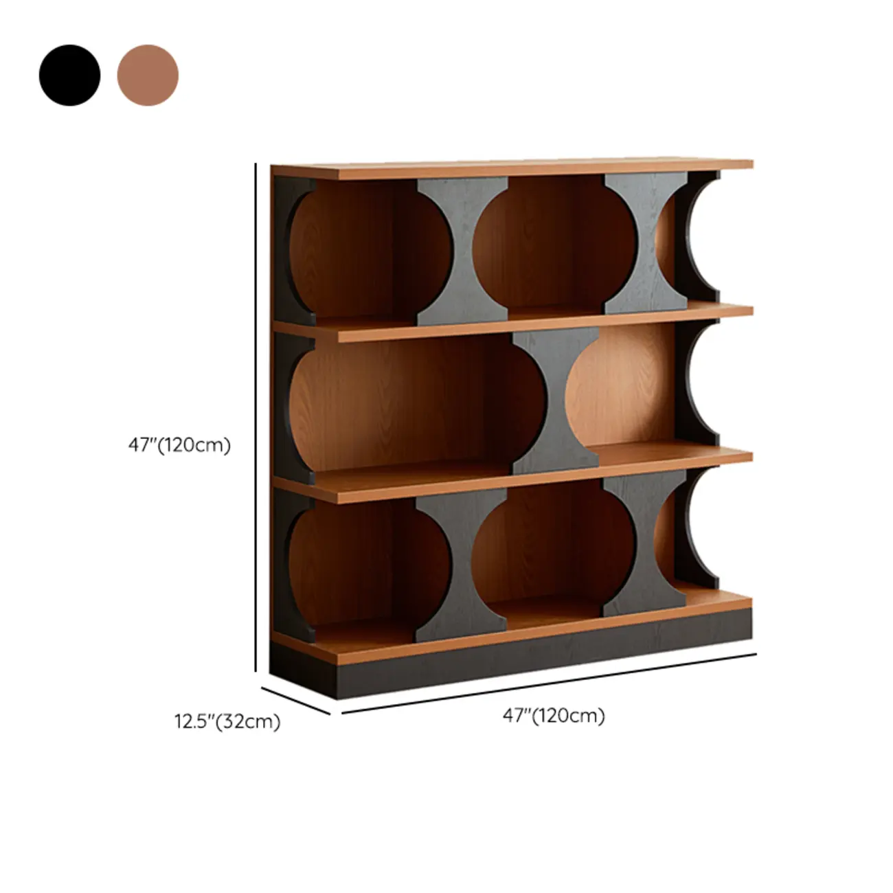 3-Tiers Geometric Modern Rectangular Wood Bookcase Black Image - 13 | homeyfad