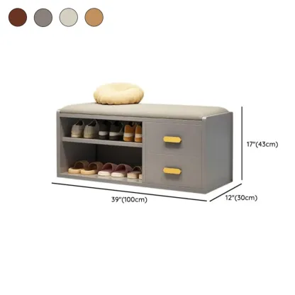 Nordic Cushioned Wooden 2 Drawers Storage Entryway Bench #size