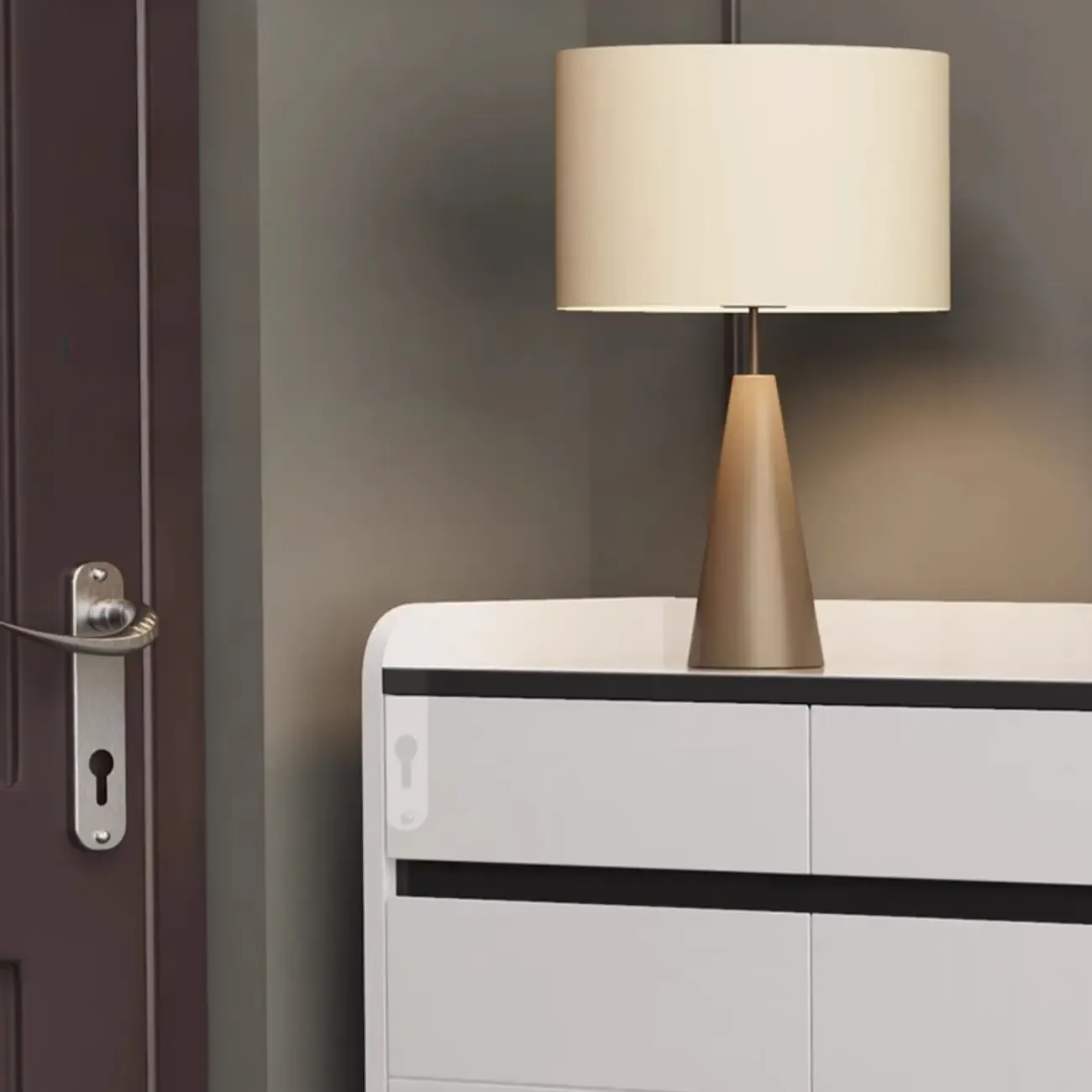 Sturdy Modern White Faux Wood Shoe Cabinet with Drawers Image - 6