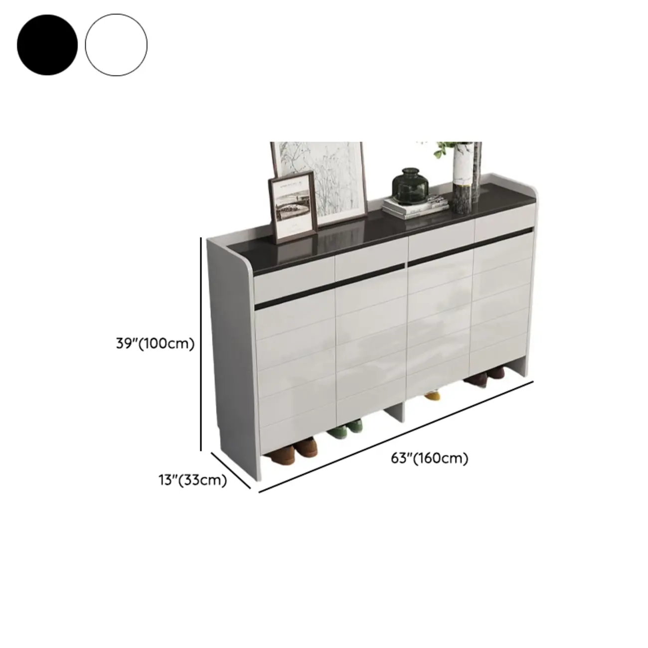 Sturdy Modern White Faux Wood Shoe Cabinet with Drawers #size | homeyfad