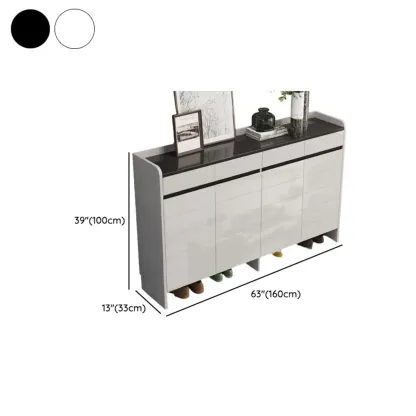 Sturdy Modern White Faux Wood Shoe Cabinet with Drawers #size