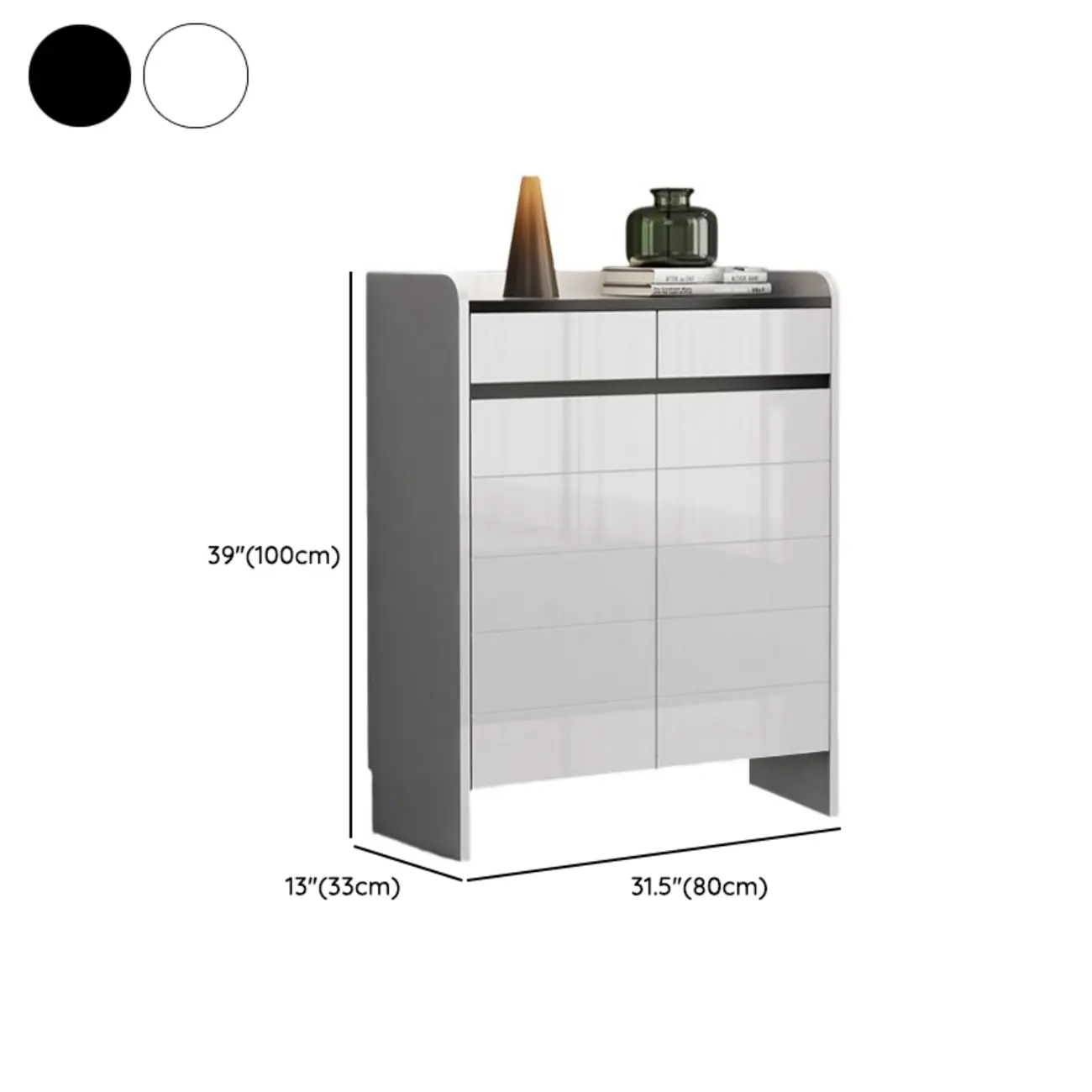 Sturdy Modern White Faux Wood Shoe Cabinet with Drawers Image - 10 | homeyfad