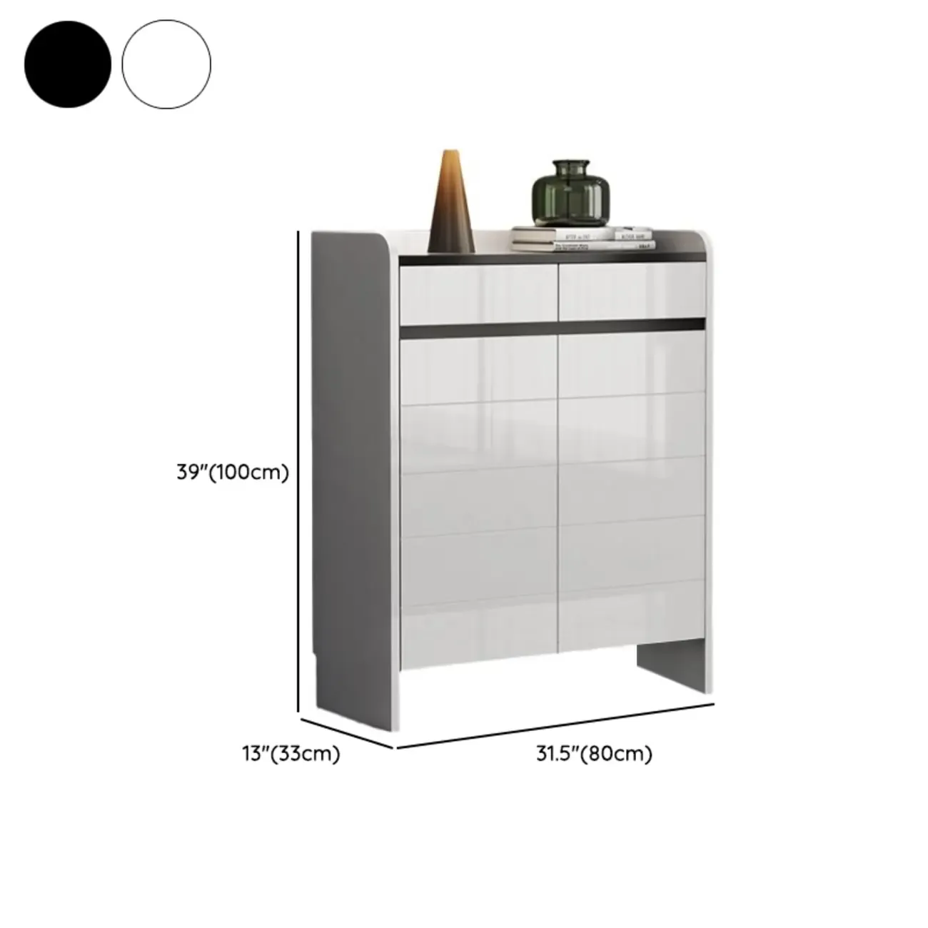 Sturdy Modern White Faux Wood Shoe Cabinet with Drawers Image - 13