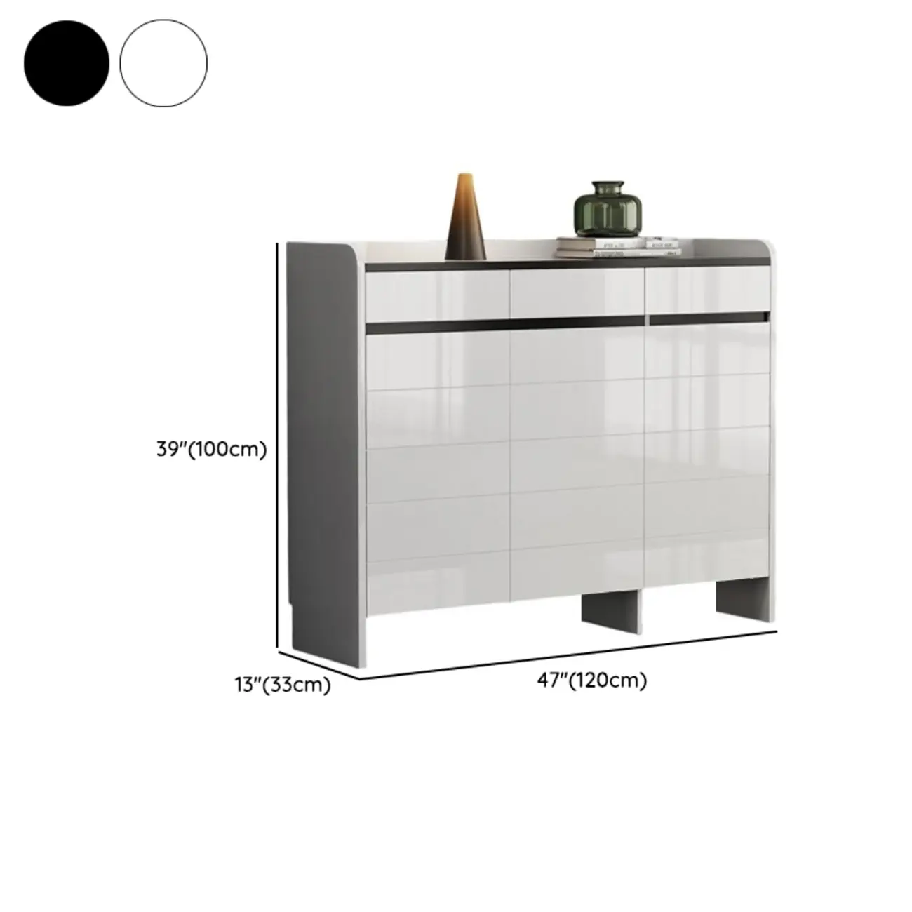 Sturdy Modern White Faux Wood Shoe Cabinet with Drawers Image - 14 | homeyfad