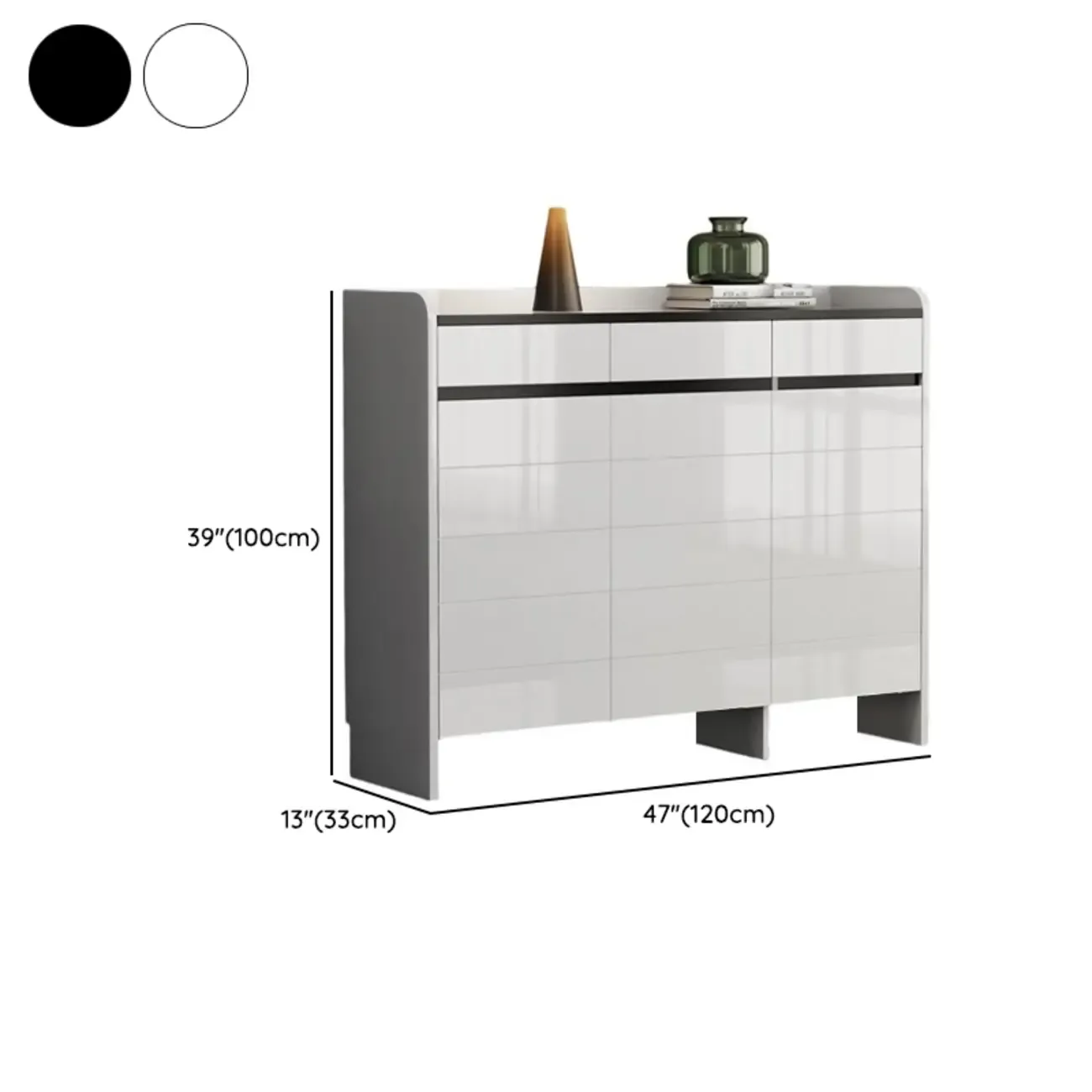 Sturdy Modern White Faux Wood Shoe Cabinet with Drawers Image - 14