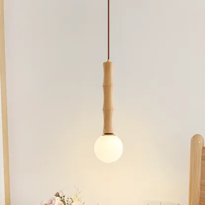 Modern Wood Pendant Light Globe Kitchen Island Fixture