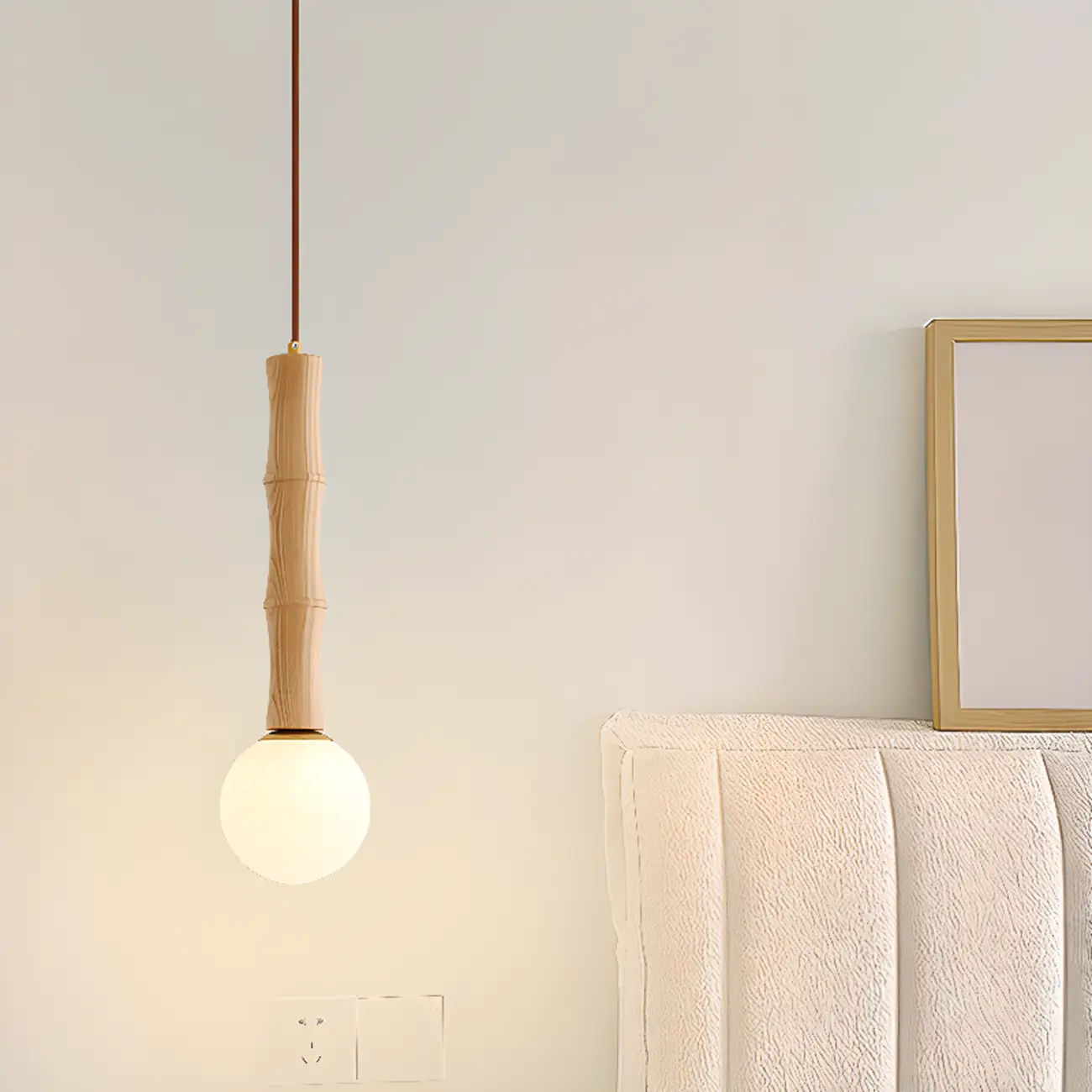 Modern Wood Pendant Light Globe Kitchen Island Fixture | homeyfad