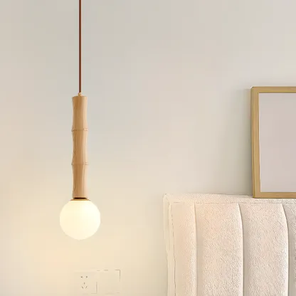 Modern Wood Pendant Light Globe Kitchen Island Fixture