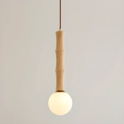 Modern Wood Pendant Light Globe Kitchen Island Fixture