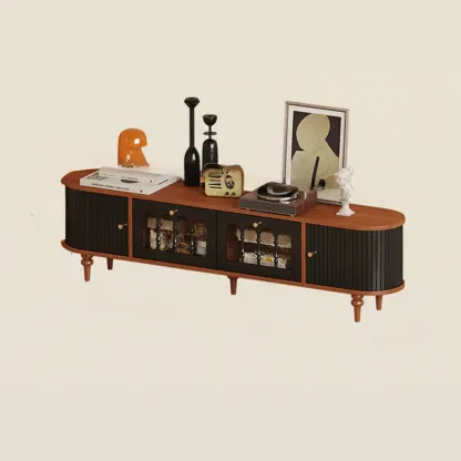 Warm Shaker Wood TV Stand with Cable Management & Light & 4-Cabinet/5 Cabinets/6 Cabinets