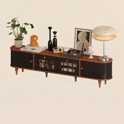 Warm Shaker Wood TV Stand with Cable Management & Light & 4-Cabinet/5 Cabinets/6 Cabinets