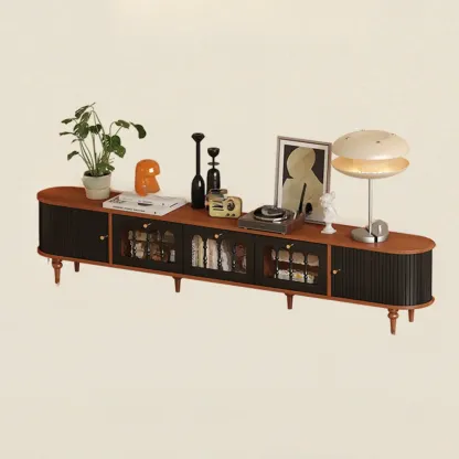 Warm Shaker Wood TV Stand with Cable Management & Light & 4-Cabinet/5 Cabinets/6 Cabinets