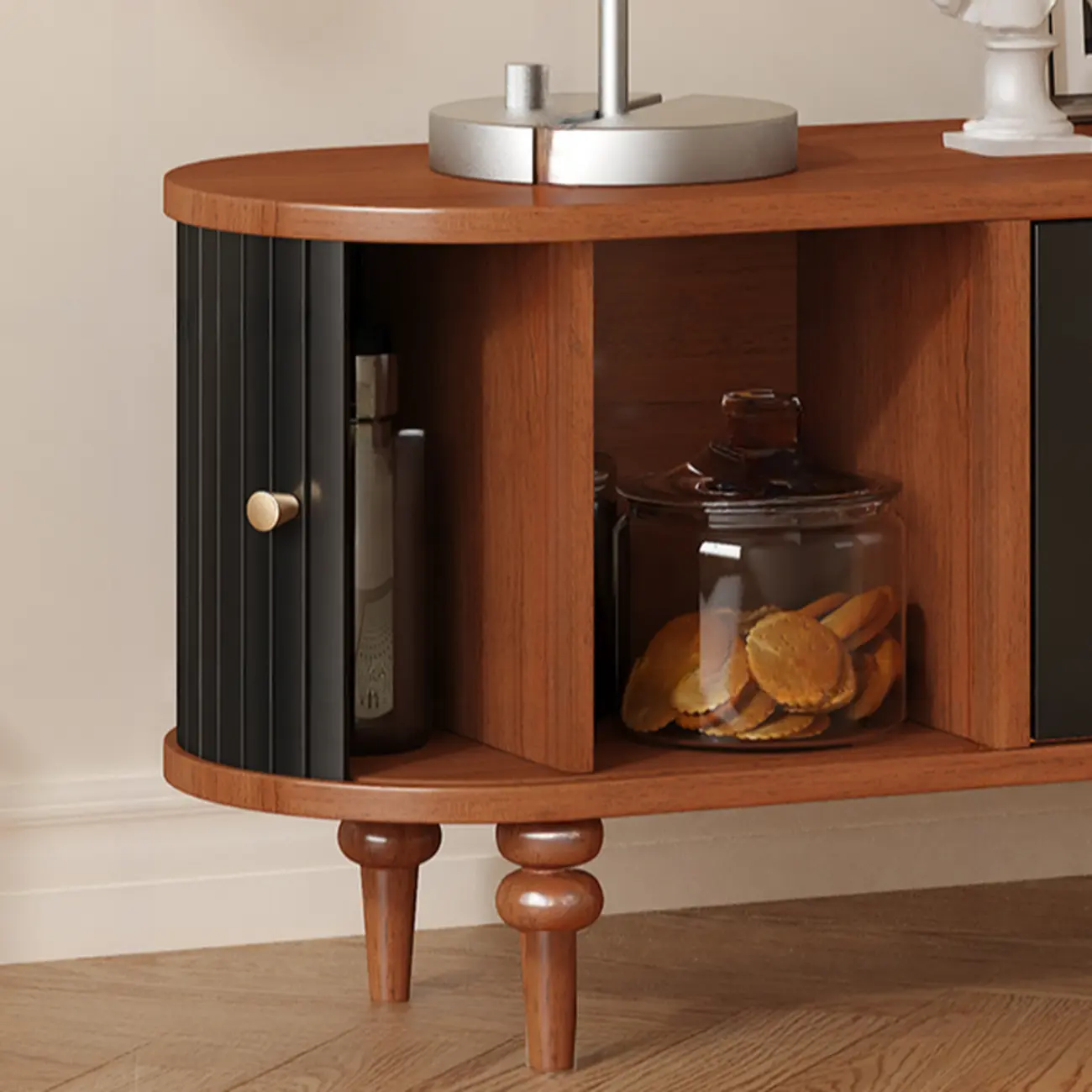 Warm Shaker Wood TV Stand with Cable Management & Light & 4-Cabinet/5 Cabinets/6 Cabinets | homeyfad