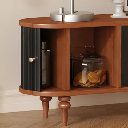 Warm Shaker Wood TV Stand with Cable Management & Light & 4-Cabinet/5 Cabinets/6 Cabinets