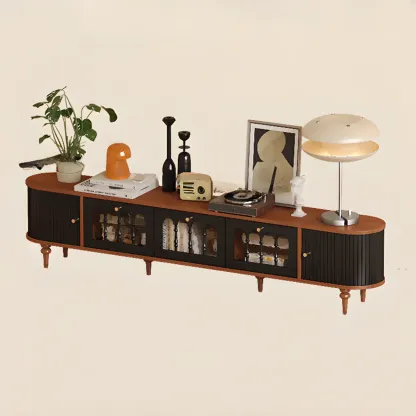 Warm Shaker Wood TV Stand with Cable Management & Light & 4-Cabinet/5 Cabinets/6 Cabinets