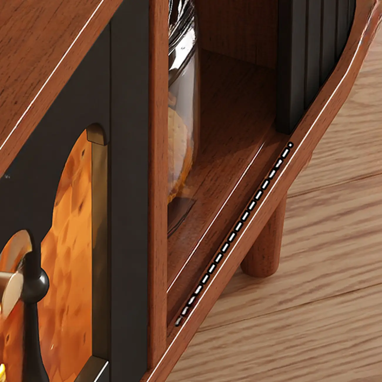 Warm Shaker Wood TV Stand with Cable Management & Light & 4-Cabinet/5 Cabinets/6 Cabinets | homeyfad