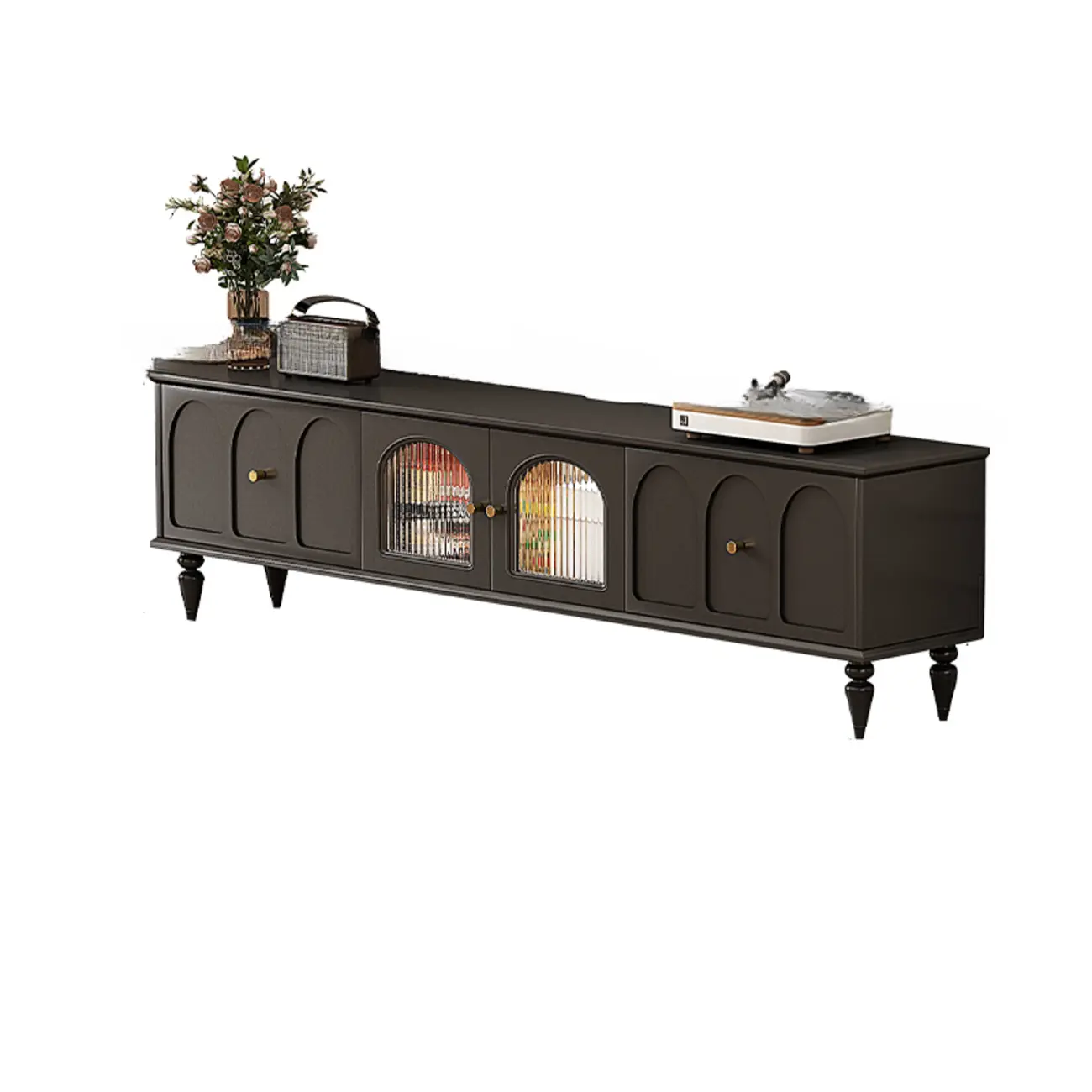 Warm Shaker Wood TV Stand with Cable Management & Light & 4-Cabinet/5 Cabinets/6 Cabinets | homeyfad