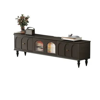 Warm Shaker Wood TV Stand with Cable Management & Light & 4-Cabinet/5 Cabinets/6 Cabinets