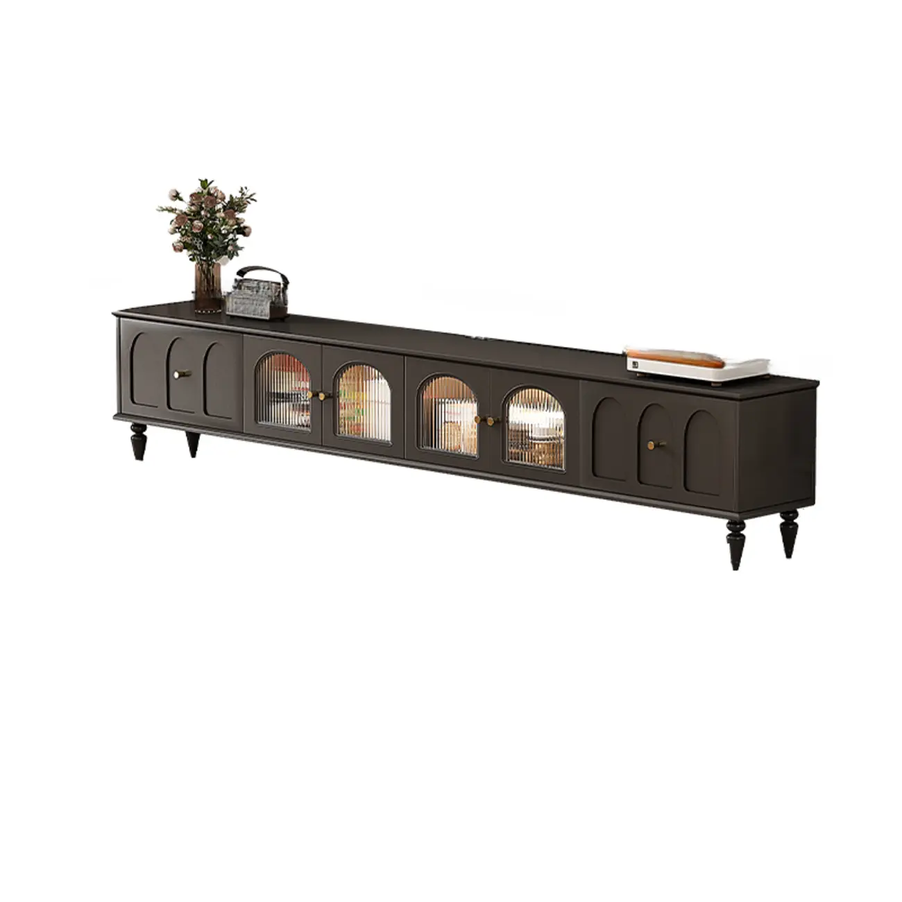 Warm Shaker Wood TV Stand with Cable Management & Light & 4-Cabinet/5 Cabinets/6 Cabinets | homeyfad