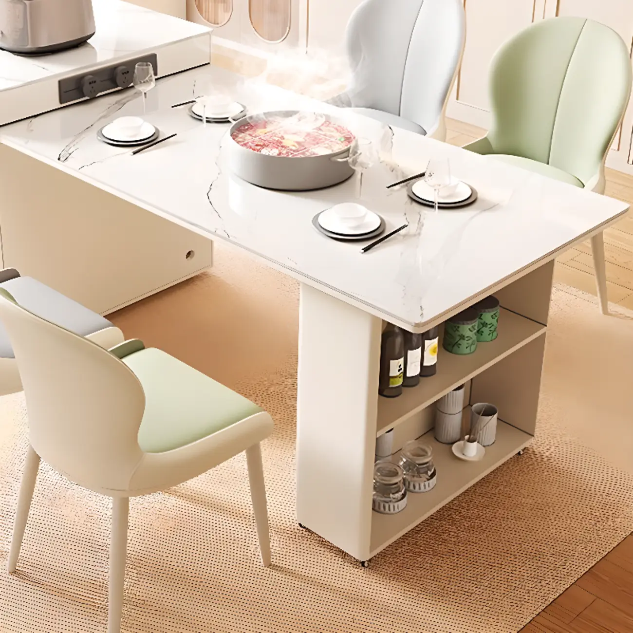 Modern Faux Leather Side Dining Chair with Curved Back Image - 1 | homeyfad