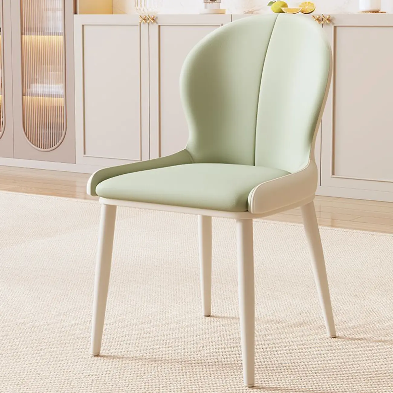Modern Faux Leather Side Dining Chair with Curved Back Image - 2 | homeyfad