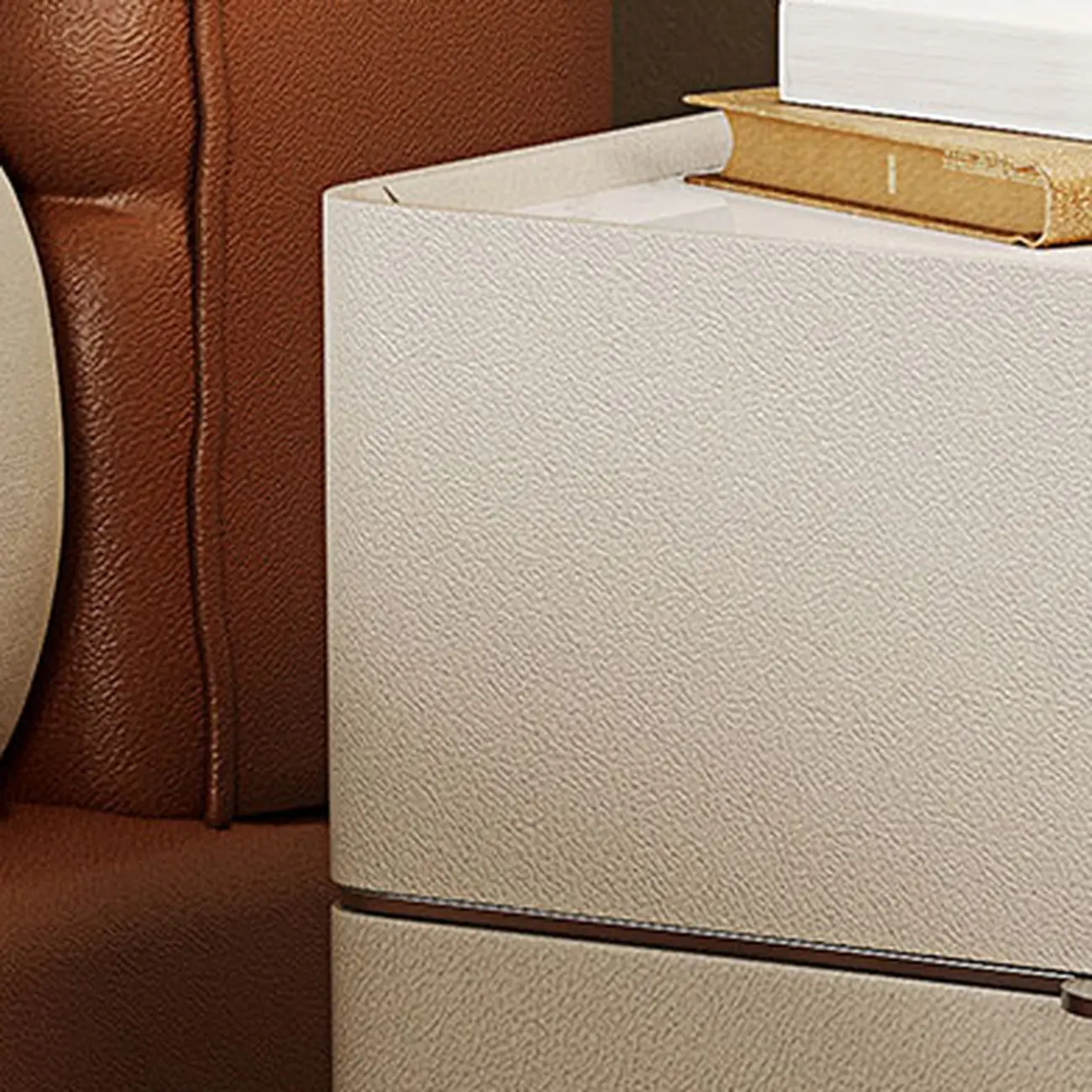 White Stone Top 2-Drawer Wood Square Nightstand Image - 10 | homeyfad