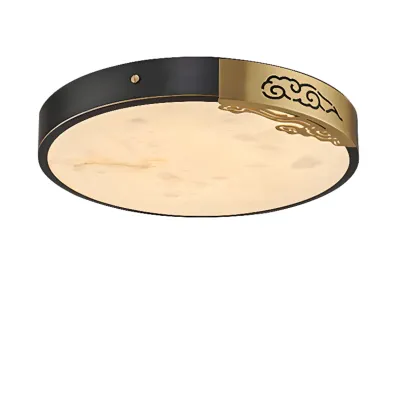 Gold Stone Circle LED Flush Mount Ceiling Light Image - 5