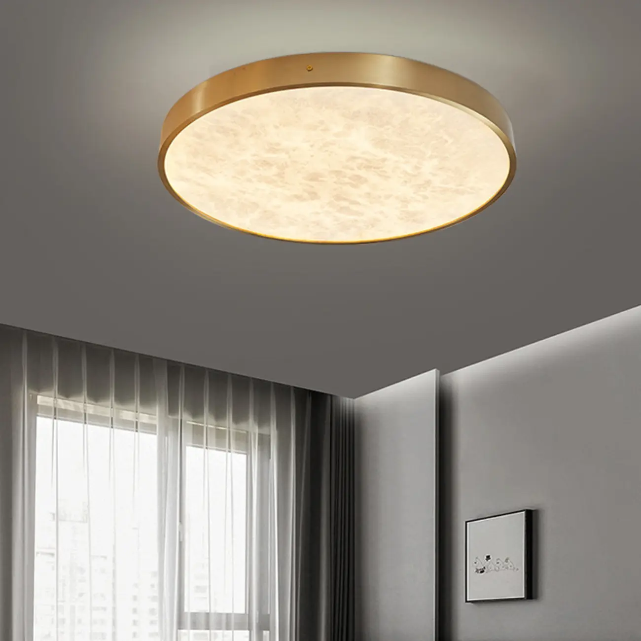Gold Stone Circle LED Flush Mount Ceiling Light Image - 6 | homeyfad