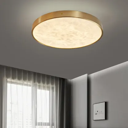Gold Stone Circle LED Flush Mount Ceiling Light Image - 6