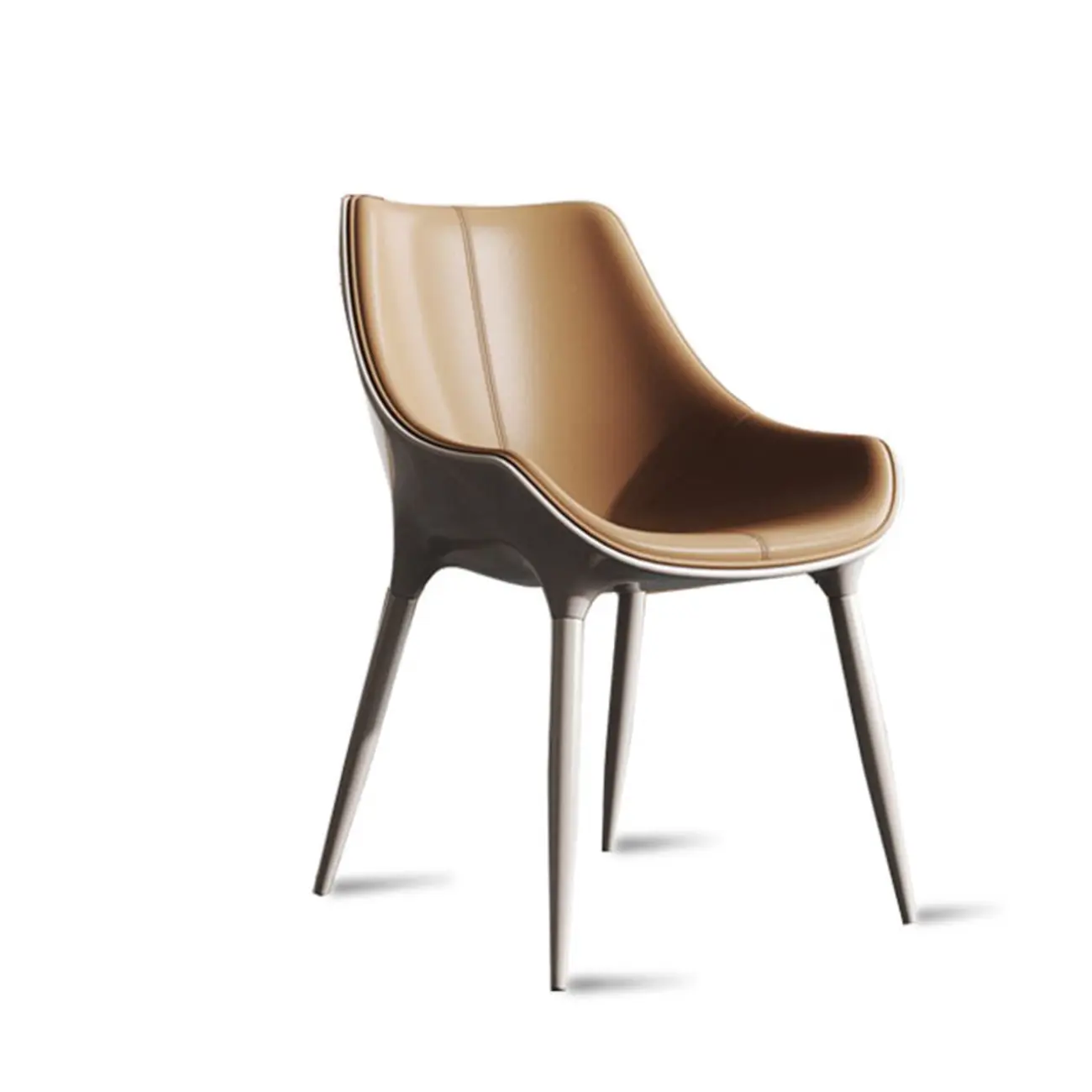 Modern Solid Back Faux Leather Upholstered Dining Chair Image - 2 | homeyfad