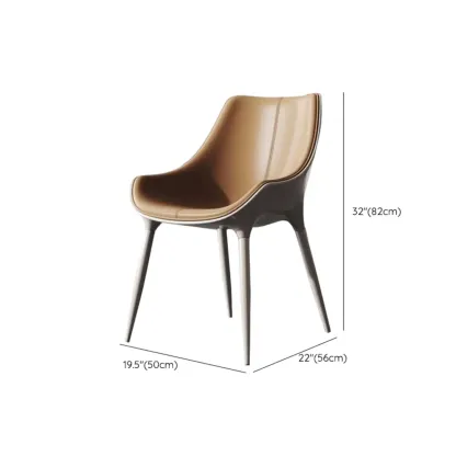 Modern Solid Back Faux Leather Upholstered Dining Chair #size