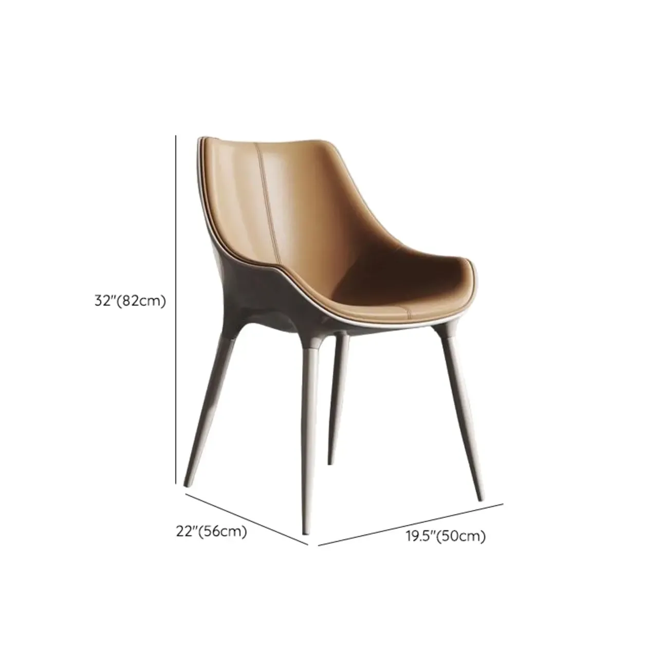 Modern Solid Back Faux Leather Upholstered Dining Chair Image - 9