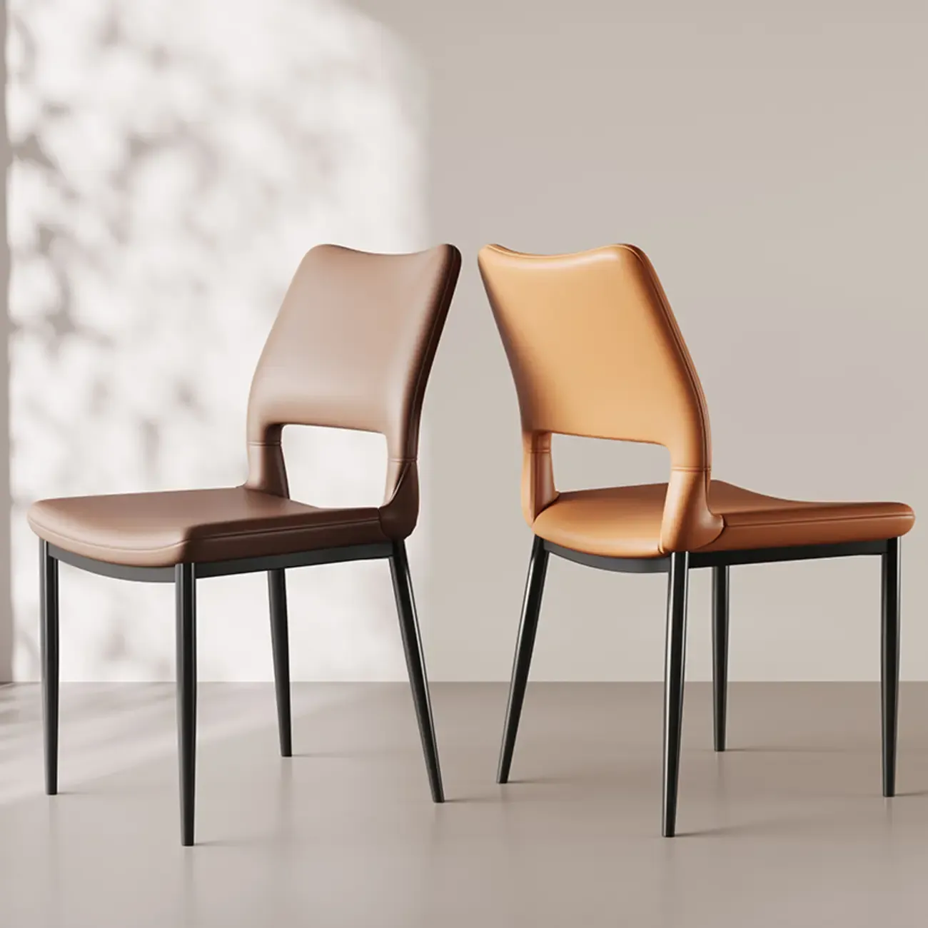 Modern Faux Leather Open Low Back Armless Dining Chair Image - 1