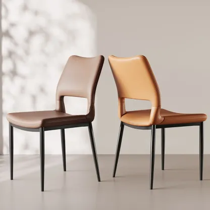 Modern Faux Leather Open Low Back Armless Dining Chair Image - 1