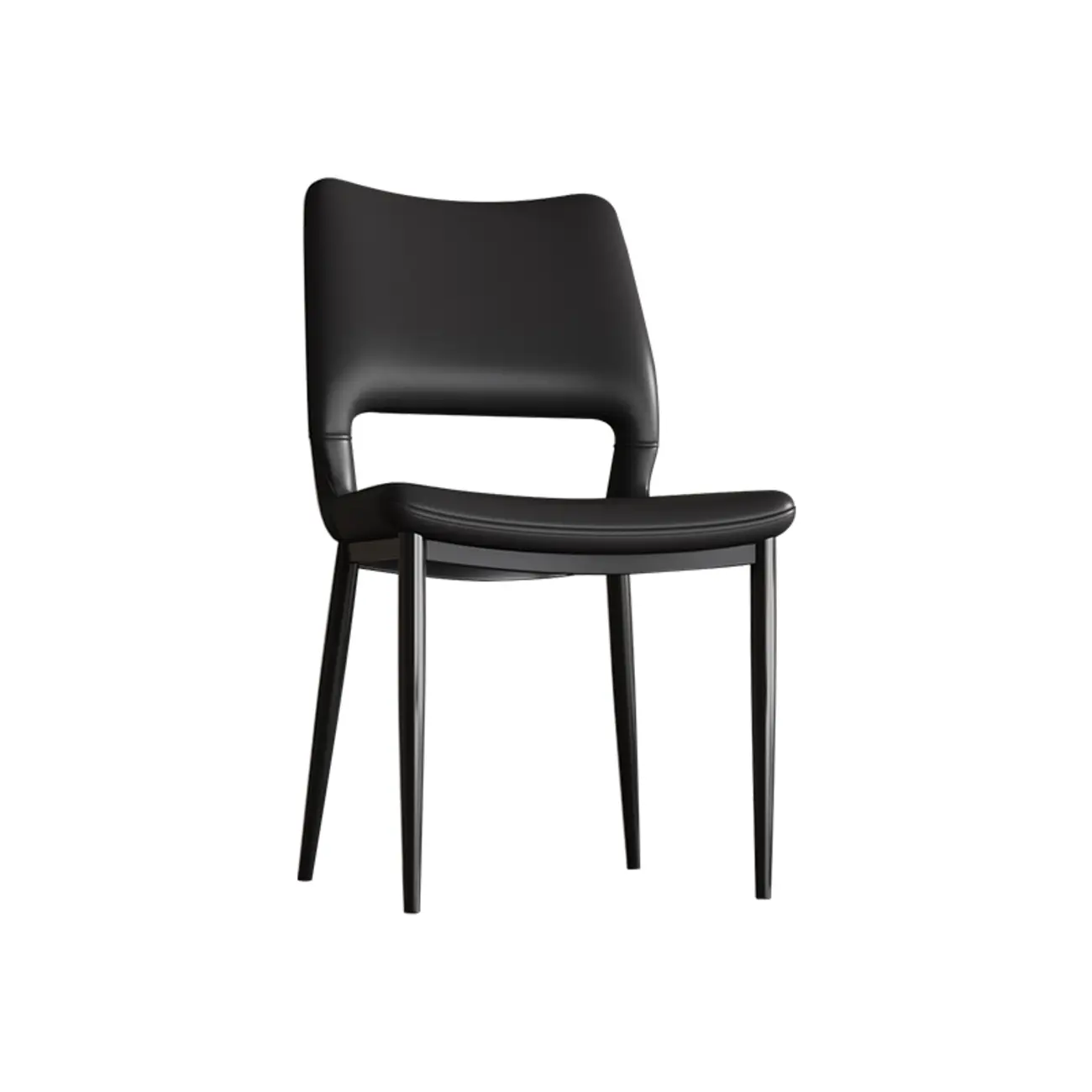 Modern Faux Leather Open Low Back Armless Dining Chair Image - 2 | homeyfad