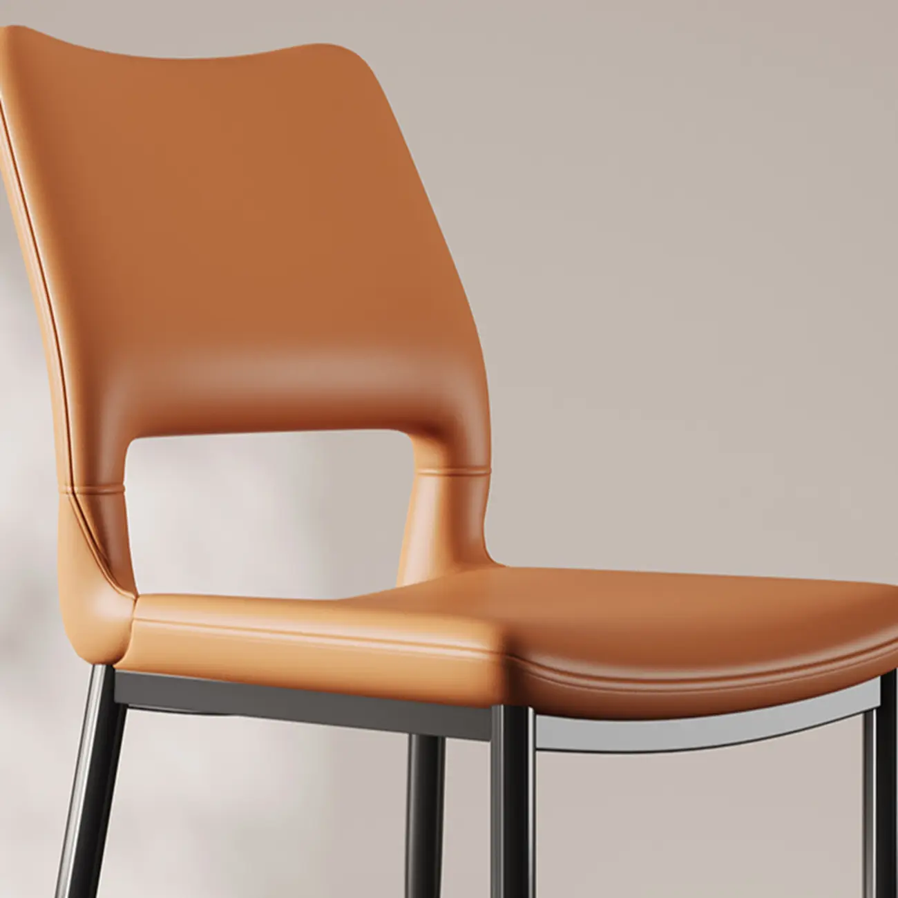 Modern Faux Leather Open Low Back Armless Dining Chair Image - 3 | homeyfad