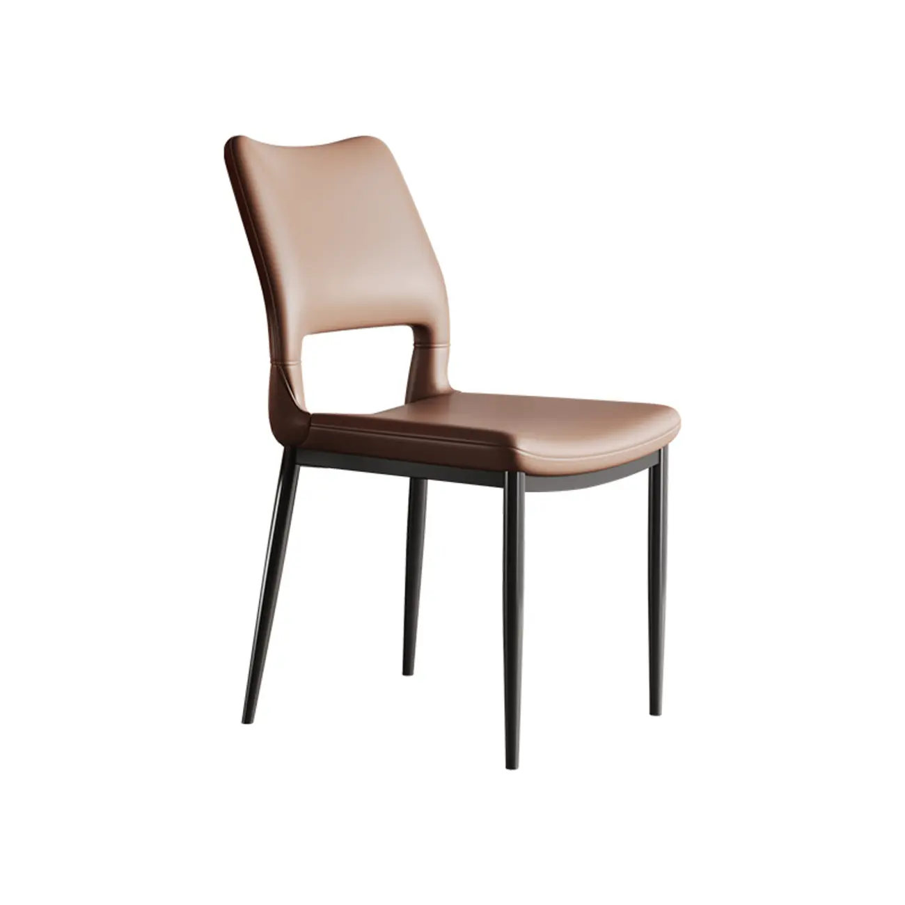 Modern Faux Leather Open Low Back Armless Dining Chair Image - 4 | homeyfad