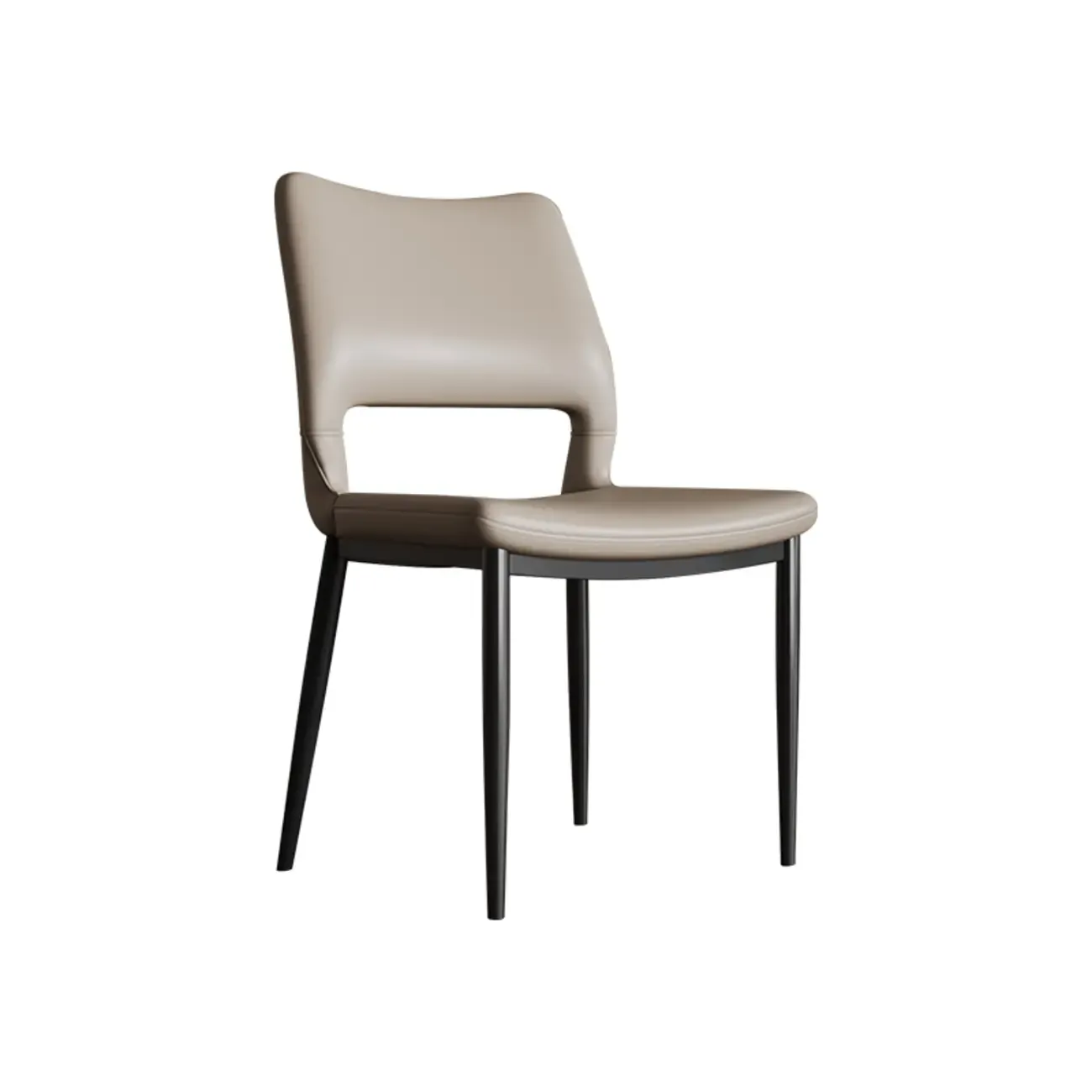 Modern Faux Leather Open Low Back Armless Dining Chair Image - 6