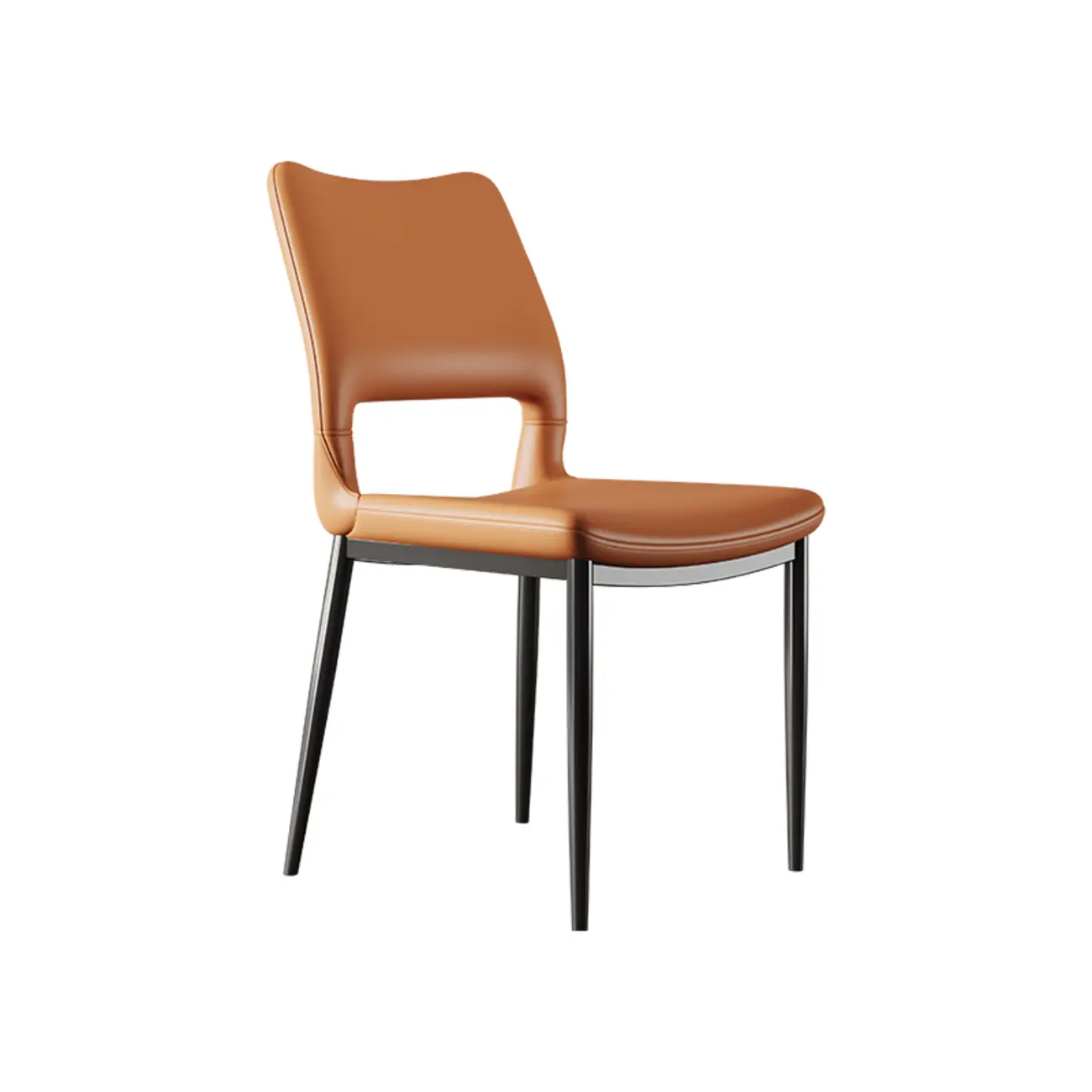 Modern Faux Leather Open Low Back Armless Dining Chair Image - 7 | homeyfad