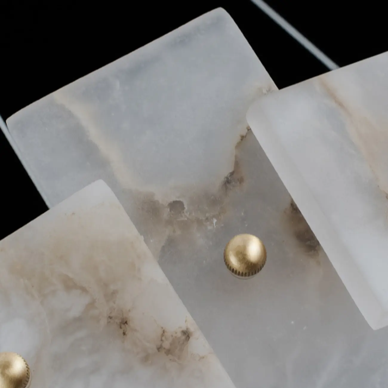 Geometric Gold-White 1-Tier Stone LED Chandelier Image - 10 | homeyfad