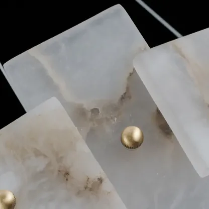 Geometric Gold-White 1-Tier Stone LED Chandelier Image - 10