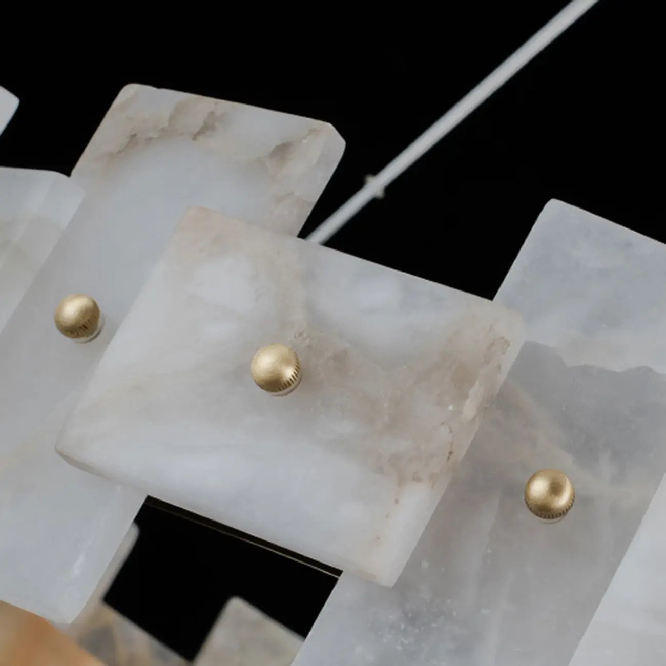 Geometric Gold-White 1-Tier Stone LED Chandelier Image - 12 | homeyfad