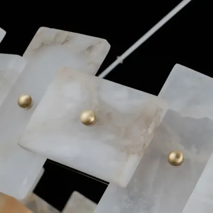 Geometric Gold-White 1-Tier Stone LED Chandelier Image - 12